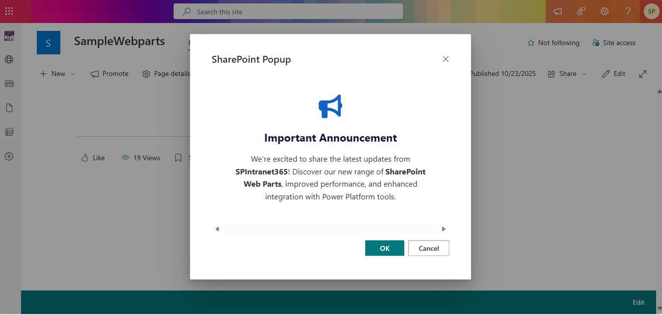 SharePoint Popup SPFX Webpart